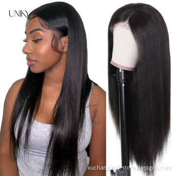 Uniky Straight Human Hair Wig Natural Hairline Full Lace Wig 30 Inch Long Black Ladies Remy Small Middle Big Lace Cap Hair Wigs